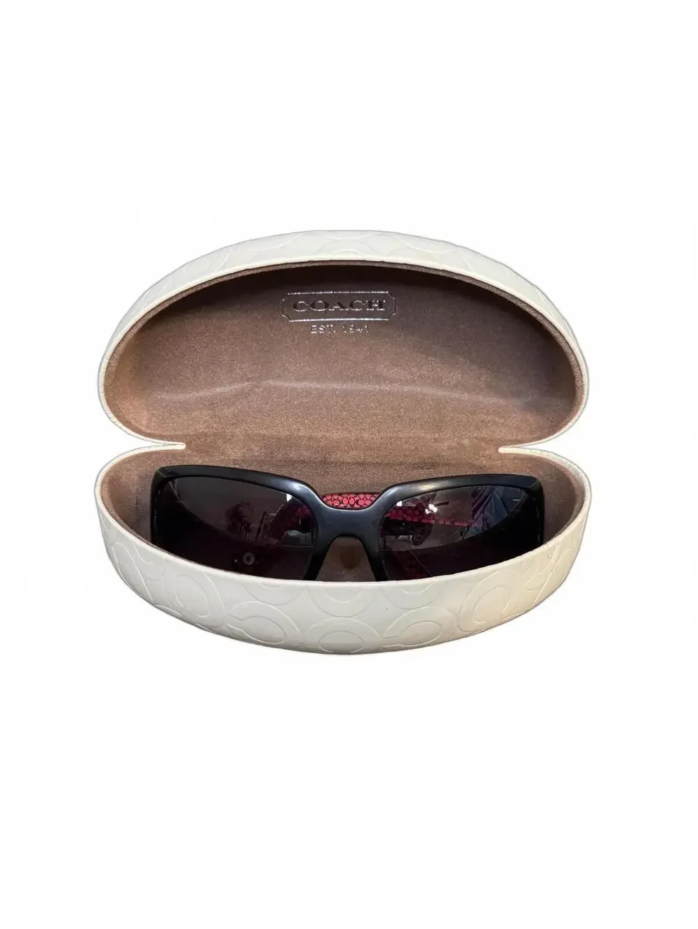 Coach Burgundy Signature Temple Sunglasses w/ Original Hard Case 🕶️❤️